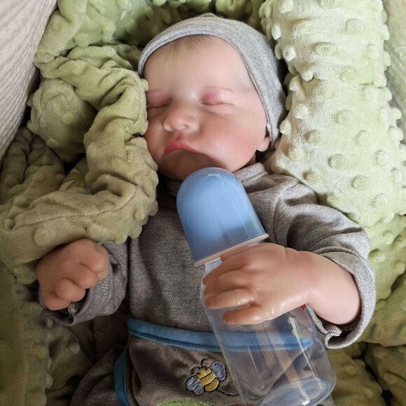 ❤️ Sleeping Boy Baby Doll-19 inch Lifelike Full Body Silicone Vinyl Reborn Baby - Picture 6 of 7